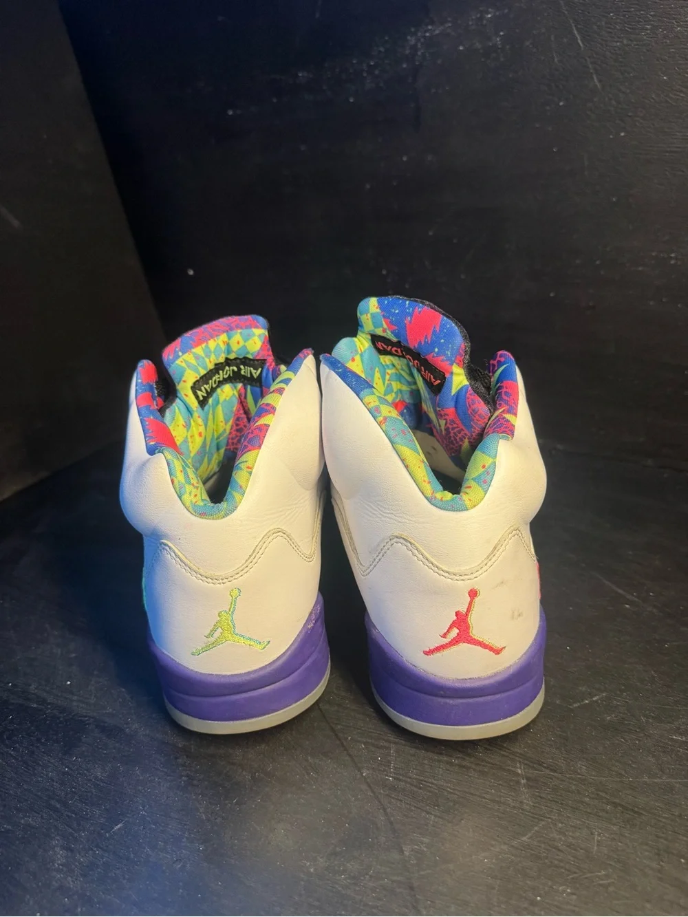 Jordan Retro 5 White/Purple Basketball Shoes